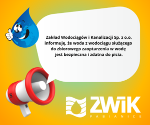 Ważne – komunikat w/s wody zdatnej do spożycia.
